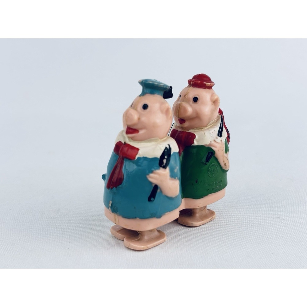 Vintage Disney Marx Toy Ramp Walker 3 Little Pigs Fifer & Fidler Pig Figure 1950